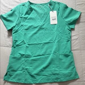 Mandala Women’s Teal V-Neck Short Sleeve Scrub Top